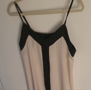 Ivory Slip Dress with Black Trim